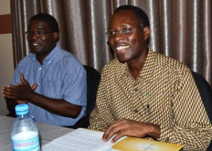 Rev. Fr. Febian Pikiti Mulenga (left) AMECEA Pastoral Coordinator with Rev. Fr. Raymond Saba (right) Secretary General TEC